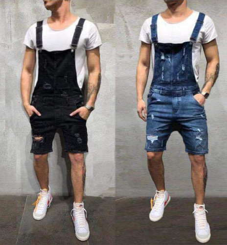 Mens Distressed Denim Overalls 