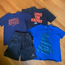 NIKE Boys T Shirt 3 w/Dri-Fit NIKE Shorts Lot Size L VGUC