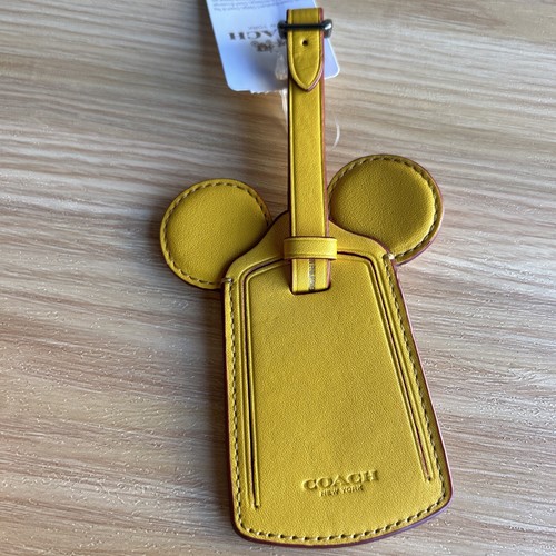 Coach x Disney Mickey Leather Luggage Tag NWT Banana Yellow (F58945) - Picture 4 of 4