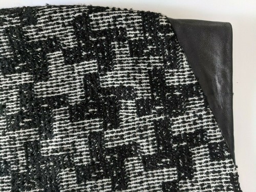 Classiques Entier Womens 12 Straight Pencil Skirt Wool Tweed Black White Leather - Picture 8 of 10