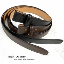 Belt Strap For Pressure Buckle "No Holes" Genuine Leather Belt fits 1" Wide