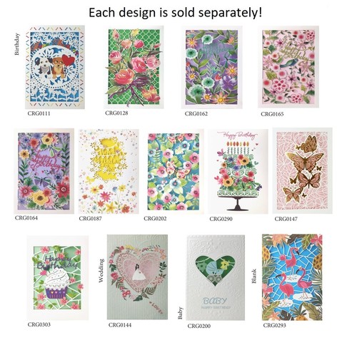 Carol Wilson Fine Arts E2 5x7" Laser Cut Greeting Cards - Baby, Wedding Birthday - Picture 7 of 7