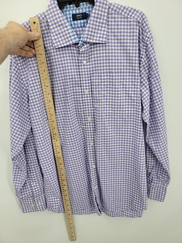 Lincs by David Chu Shirt Mens Large Purple White Gingham Check Button Up Preppy - Picture 8 of 12