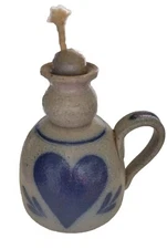 Vintage Rowe Pottery Oil Lamp Jug Salt Glazed w/Ball & Wick 1993 NWOT*SALE*