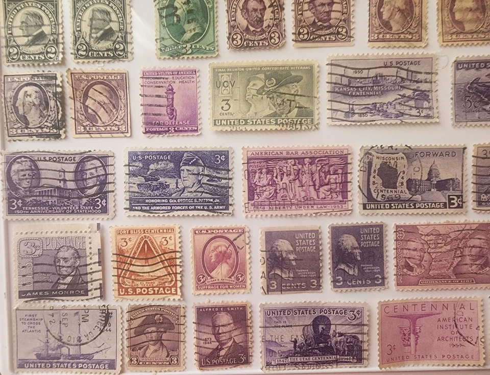 Mixed Lot Of Used 1 Cent- 3 Cents POSTAGE STAMPS. VINTAGE. - Image 3 of 4