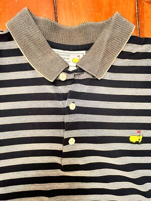 Augusta National Golf Shop Masters Size L  Stripe Two-Ply Mercerized Polo Shirt