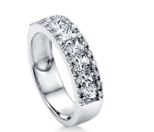 Sterling Silver AAAA Cubic Zirconia Half Eternity Ring - 第 2/3 張圖片