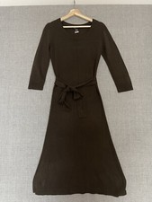 Y2K DFA New York Sweater Dress Womens Small Brown Knit with Belt