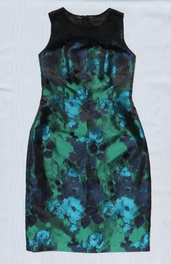 $198 LEIFSDOTTIR Anthropologie EE. UU. S 6 Agua Jardín Brocado Encaje Vestido Usado en Excelente Condición Foto 4 de 4