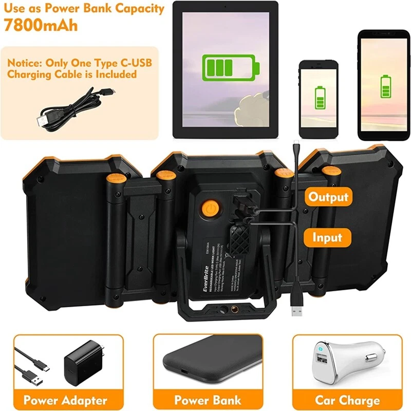 EverBrite 3000LM LED Rechargeable Work Light Folding Work Light 3 Lighting Modes - Image 4 of 4