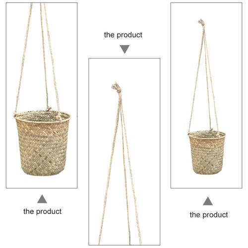 2 Pcs Hand Woven Flower Pot Seagrass Flower Basket Hanging Woven Flower Basket - Picture 12 of 12