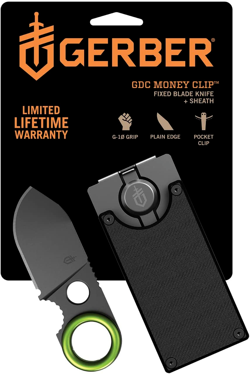 NEW Gerber Fixed Blade Concealed Pocket Knife Money Clip Credit Card