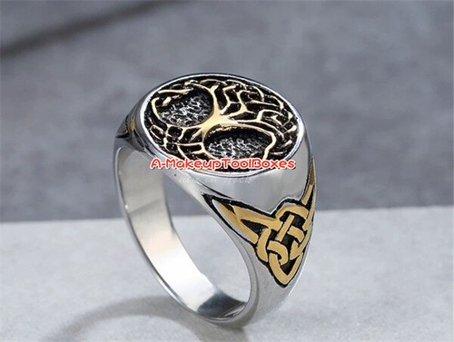 Men‘s Stainless Steel Irish Celtic Trinity Knot Tree of Life Ring 7-13# J581 - Picture 6 of 6