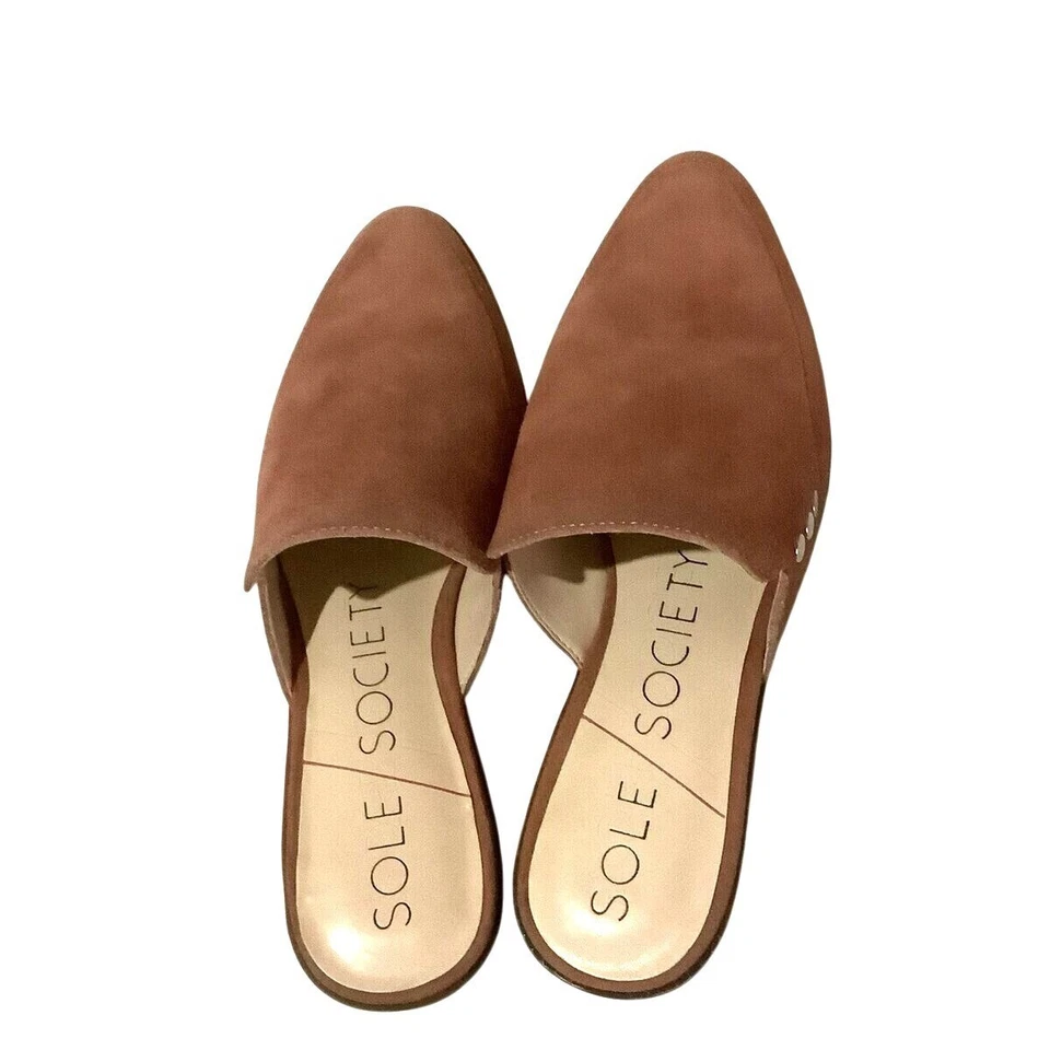 Sole Society Ellyanah Suede Leather Slip-On Mules Rose Brown Slides Womens 8.5 - Image 4 of 4
