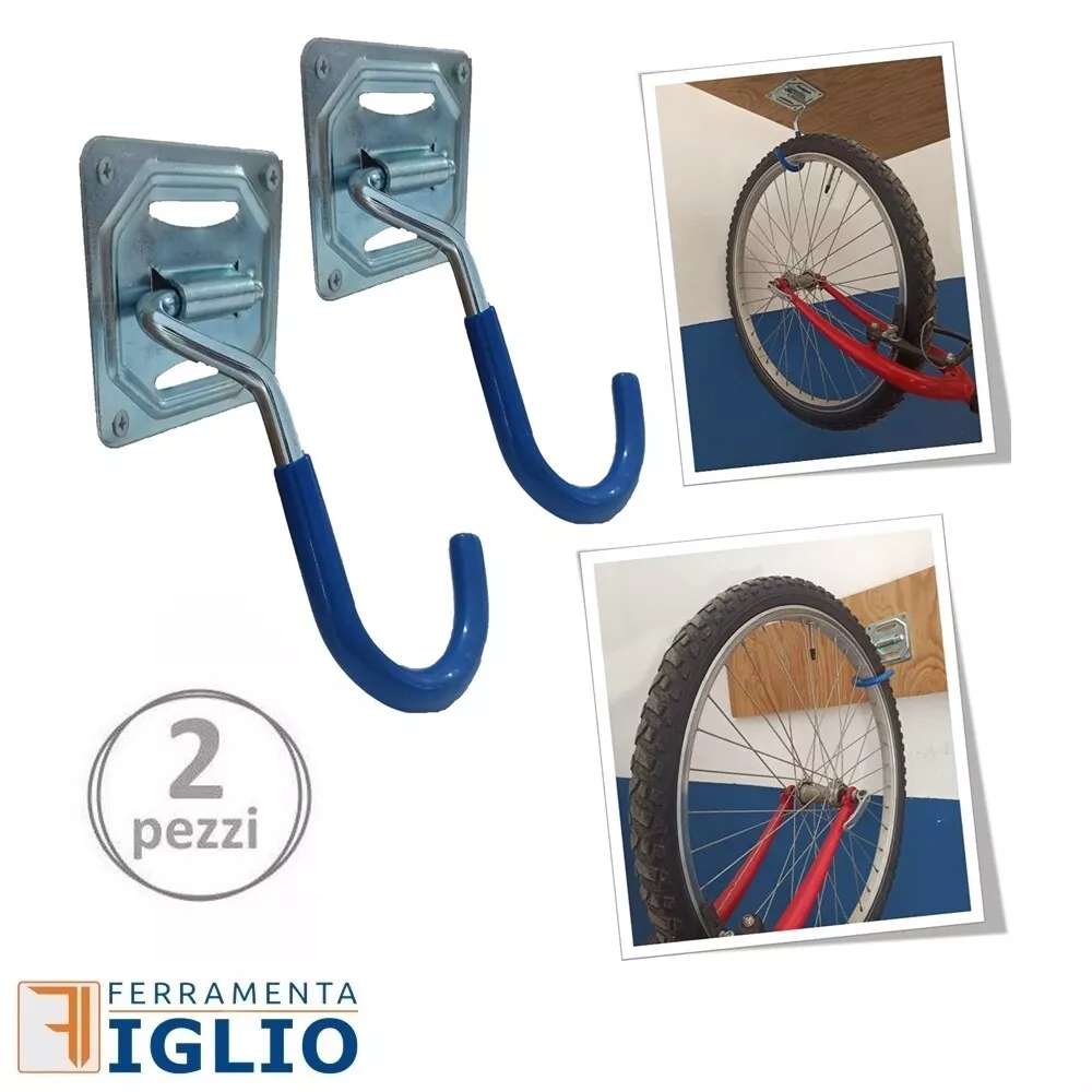 2x Supporti Staffe Pieghevol a Parete Muro Soffitto Ganci Appendi Bici  Portabici