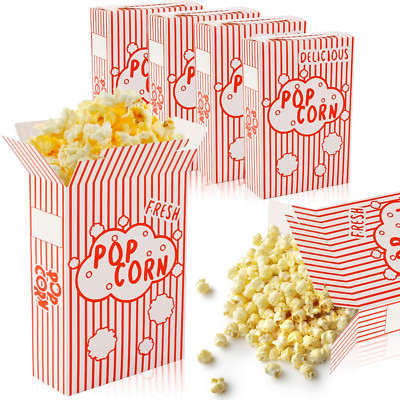200 Packs Popcorn Boxes 1.25 Oz Paper Popcorn Containers Boxes Red and White Str