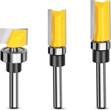 Router Bit Set, 1/4 Shank Pattern Flush Trim Router Bits (2 Sizes) & 1/4 Shank F