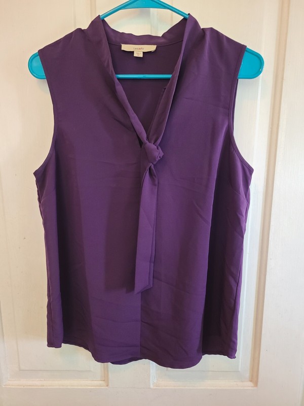 Lark & Ro dark purple sleeveless Sailor Tie Top Size Medium