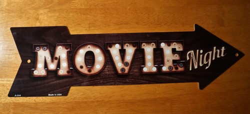 MOVIE NIGHT ARROW MARQUEE SIGN with Cinema Movie Lights Artwork Home Decor NEW - Picture 5 of 6