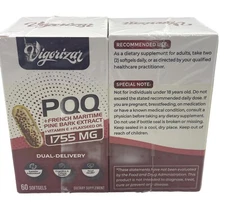 2 pack Vigorizar PQQ + Pine Bark Extract 1755mg 60 caps x2 NEW SEALED Exp 7/2026