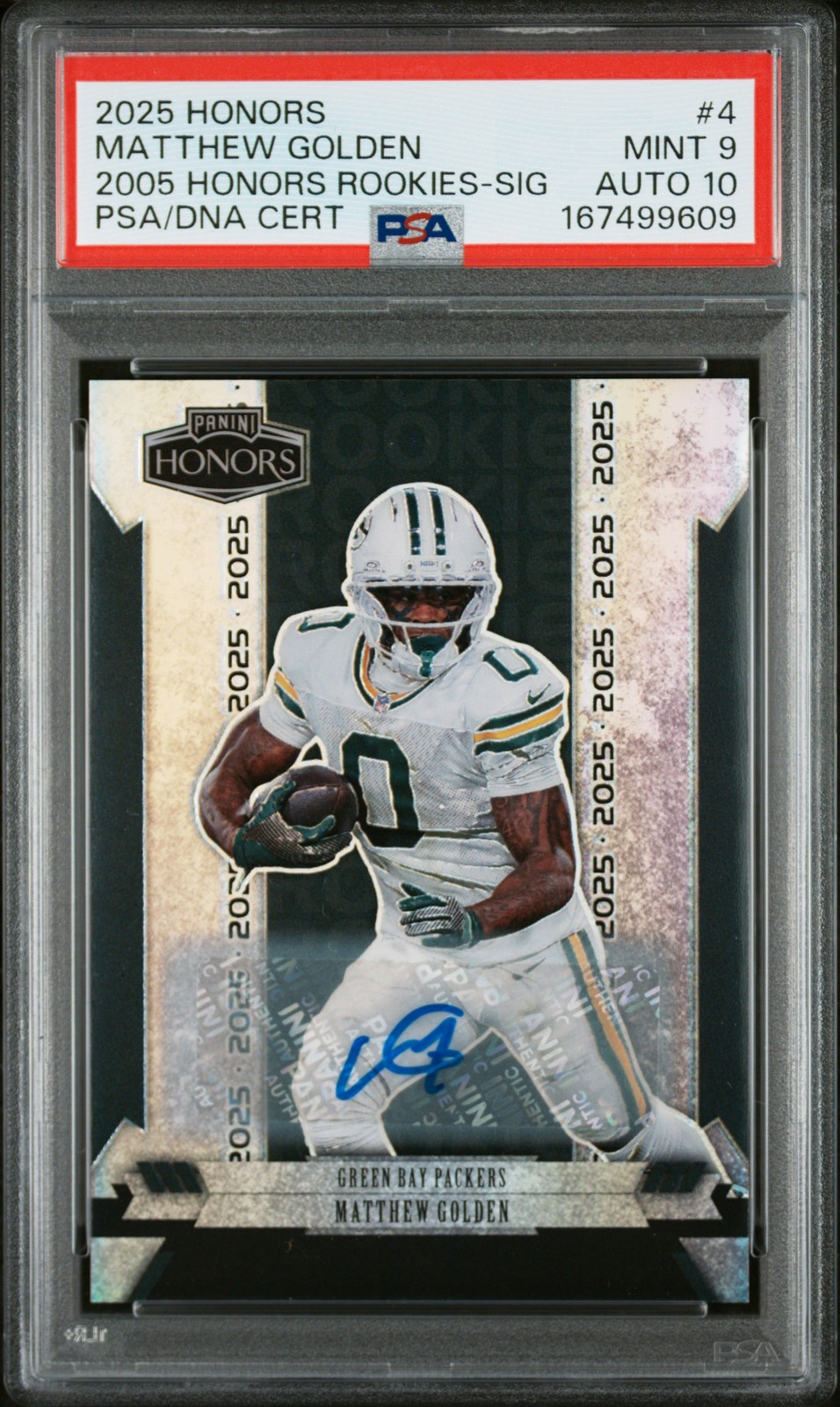 2025 PANINI HONORS 2005 HONORS ROOKIES #4 MATTHEW GOLDEN 45/49 PSA 9 AUTO 10 view 1