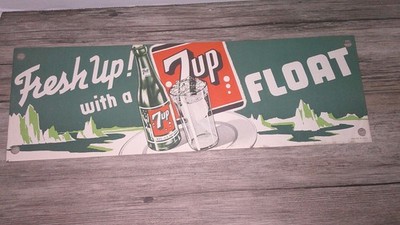 7 Up advertising NOS  store display Fresh up   7Up floats paper window sign    N
