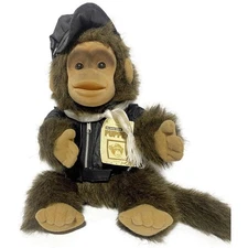Hosung Julious Monkey Hand Puppet With Aviator Jacket Hat and Scarf 14 Inches