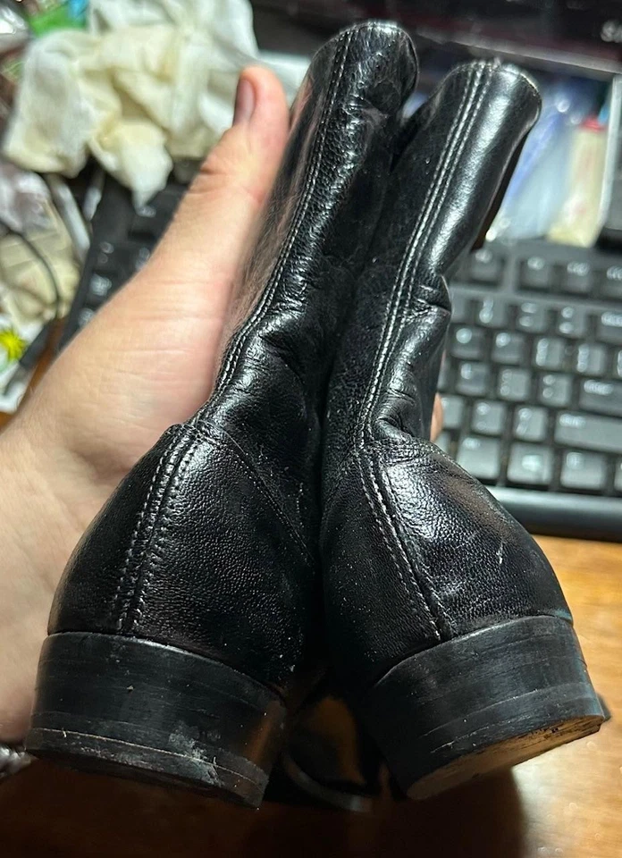 Antique Godman New Old Stock Edwardian Victorian Lace Up Black Button Boots 8 - Image 4 of 4