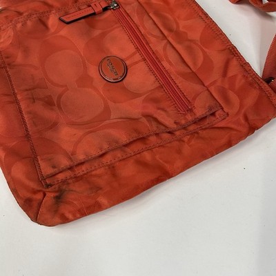 Y2K Coach Nylon File Crossbody Bag Getaway Signature C Orange