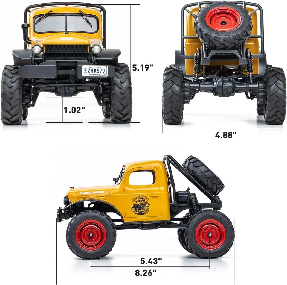 Customizable 1/24 RC Crawler with 24 Bearings & Lighting Module - Yellow - Image 4 of 4