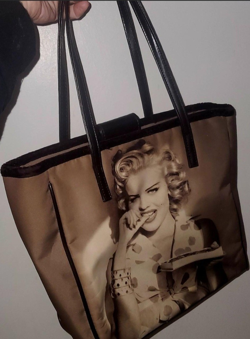 maririn様 Vintage GUESS Marilyn Monroe Black & White Tote Shoulder Bag with