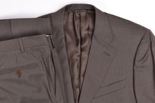 Canali Solid Olive Pure Wool Suit Pleated Pants 34x30