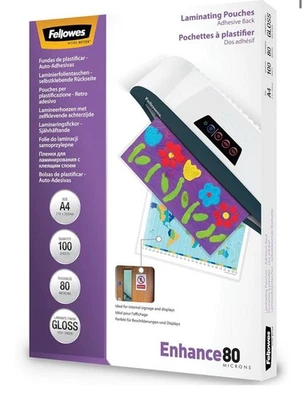 Fellowes A4 Laminating Pouches Gloss, 160 Self adhesive - Damaged Box