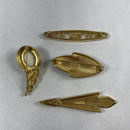 Spilla cabochon nera metallo tono oro Monet vintage spille cravatte - Foto 2 di 3