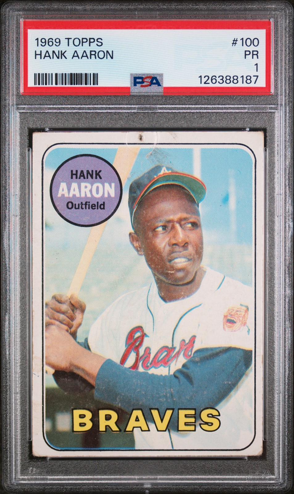 1969 TOPPS #100 HANK AARON PSA 1
