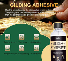 Gold Leaf Kit, 100ml Gilding Adhesive and 100ml Gloss Varnish and Gold Leaf S...