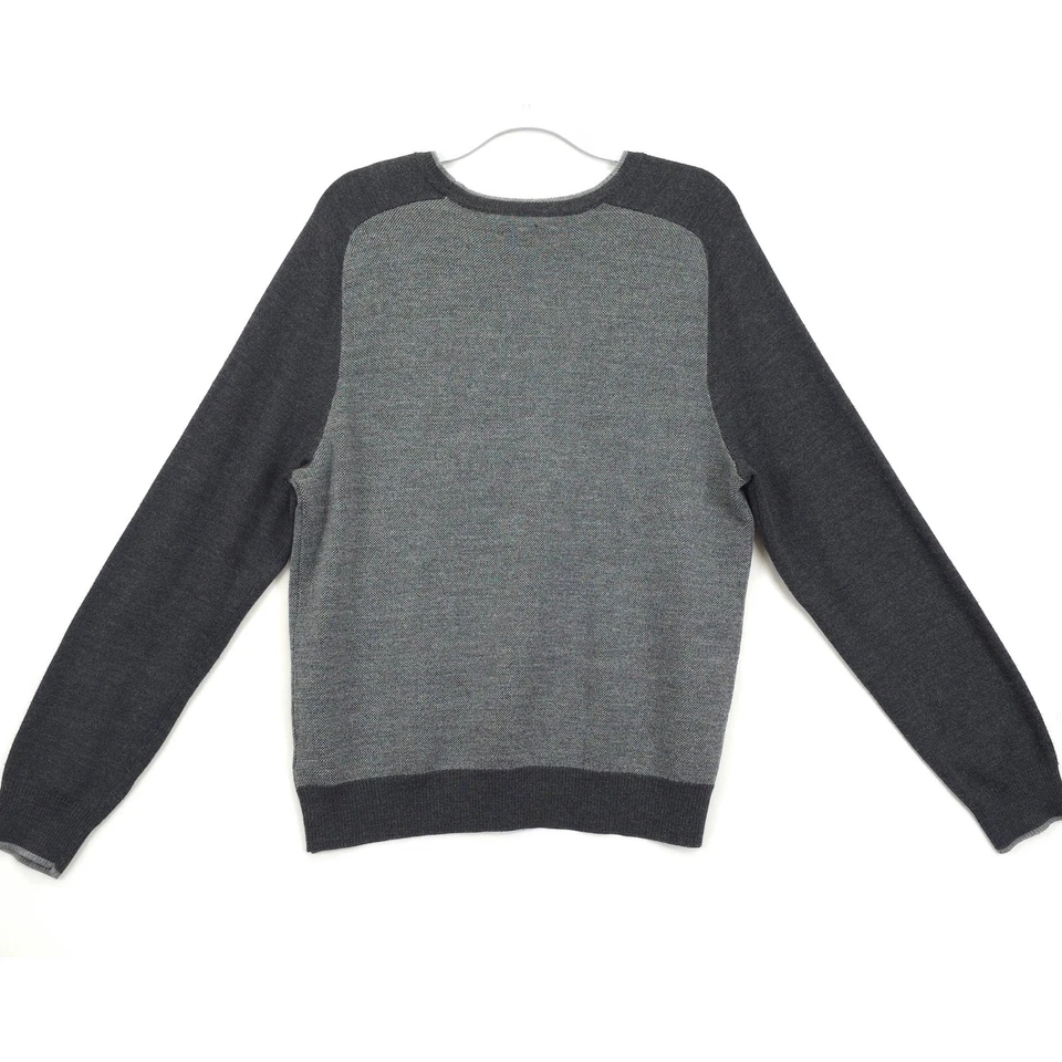 APT.9 Sweater Men XL Gray Crew Neck Colorblock Merino Wool Blend Pullover Knit - Image 4 of 4