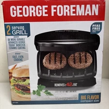 George Foreman 2-Serving Classic Plate Electric Indoor Grill and Panini Press 