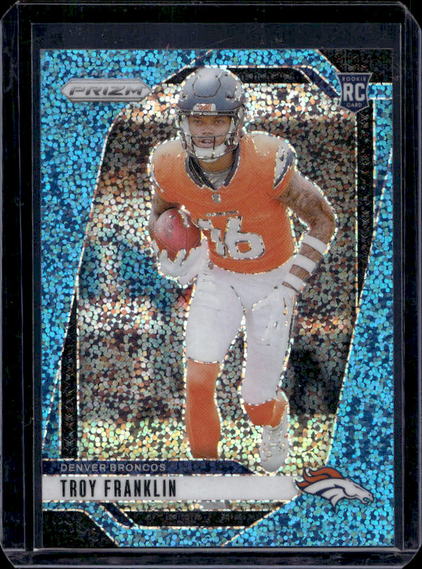 TROY FRANKLIN 2024 PANINI PRIZM #393 ROOKIE BLUE SPARKLE RC #/96 BRONCOS