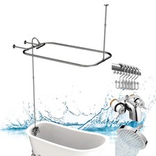 Clawfoot Tub Shower Kit, Add On Shower Units With Bathcock Diverter Faucet an...