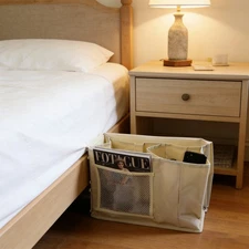 6 Pocket Bedside Storage Beige Storage Mattress Organizer Pouch Tote Inner Bag