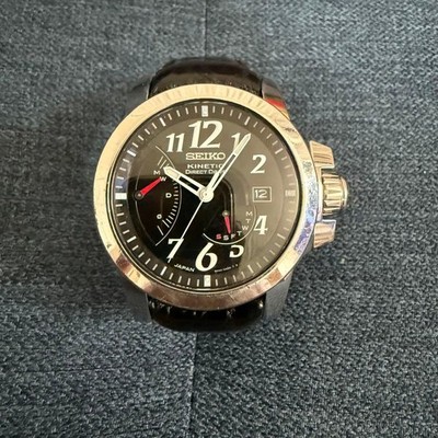 Seiko Brightz Phoenix Kinetic Direct Drive Watch 5D44-0AB0 40mm Black Dial
