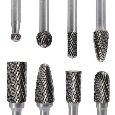 Carbide Burr Set 8pcs JESTUOUS 1/4 Inch Shank Diameter Double Cut Rotary Files