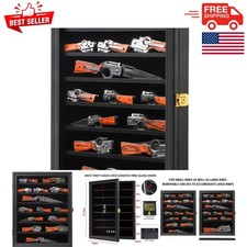 Lockable UV-Protected Knife Display Case - Elegant Wall-Mounted Cabinet in Black