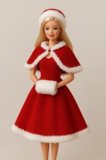 Knitting Pattern Only-  Barbie Christmas Festive Santa Dress Gown Season