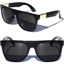 FLAT TOP BLACK FRAME DARK LENS Designer Inspired SUNGLASSES Sunnies Mod NEW