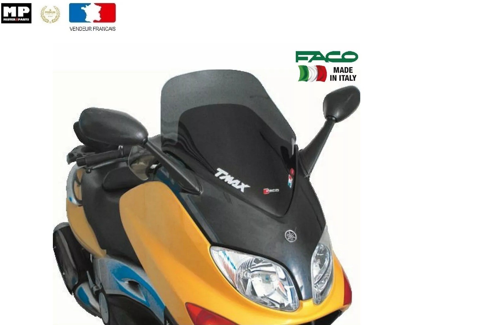 Bulle sport Yamaha TMAX 500 améliorant la pénétration dans l'air