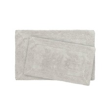 Light Gray Plush Cotton Bath Rug Set for Comfort
