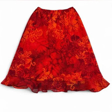 Vintage Y2K Floral Tropical Ruffled Slip Skirt Women s 12 Fairy Summer Vacation