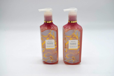 2- Bath & Body Works White Barn Raspberry Tangerine Gel Hand Soap 8 fl oz